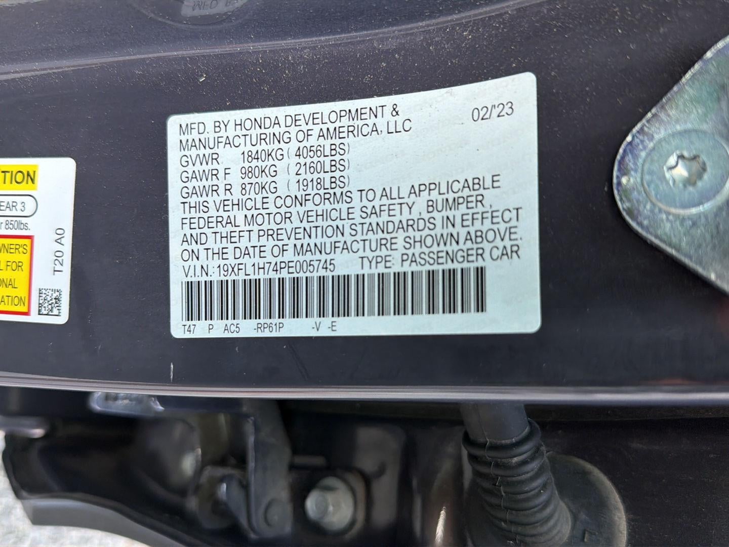 2023 Honda Civic Hatchback EX-L w/o BSI