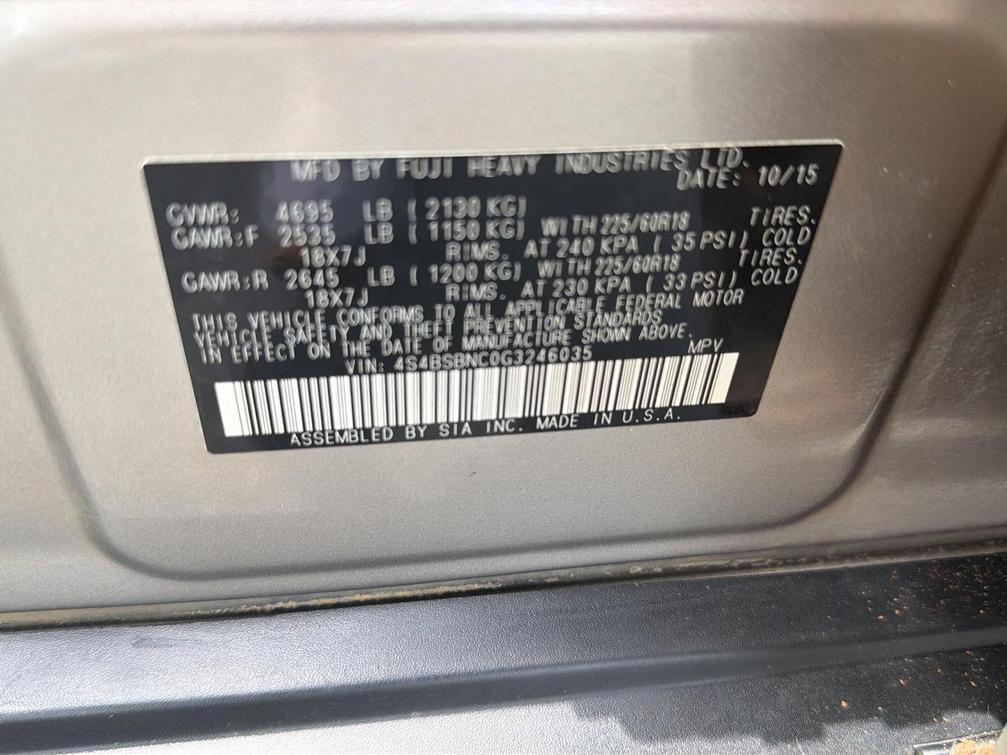 2016 Subaru Outback 2.5i Limited