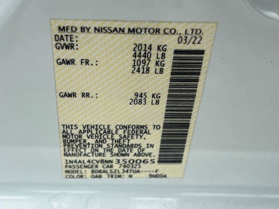 2022 Nissan Altima 2.0 SR