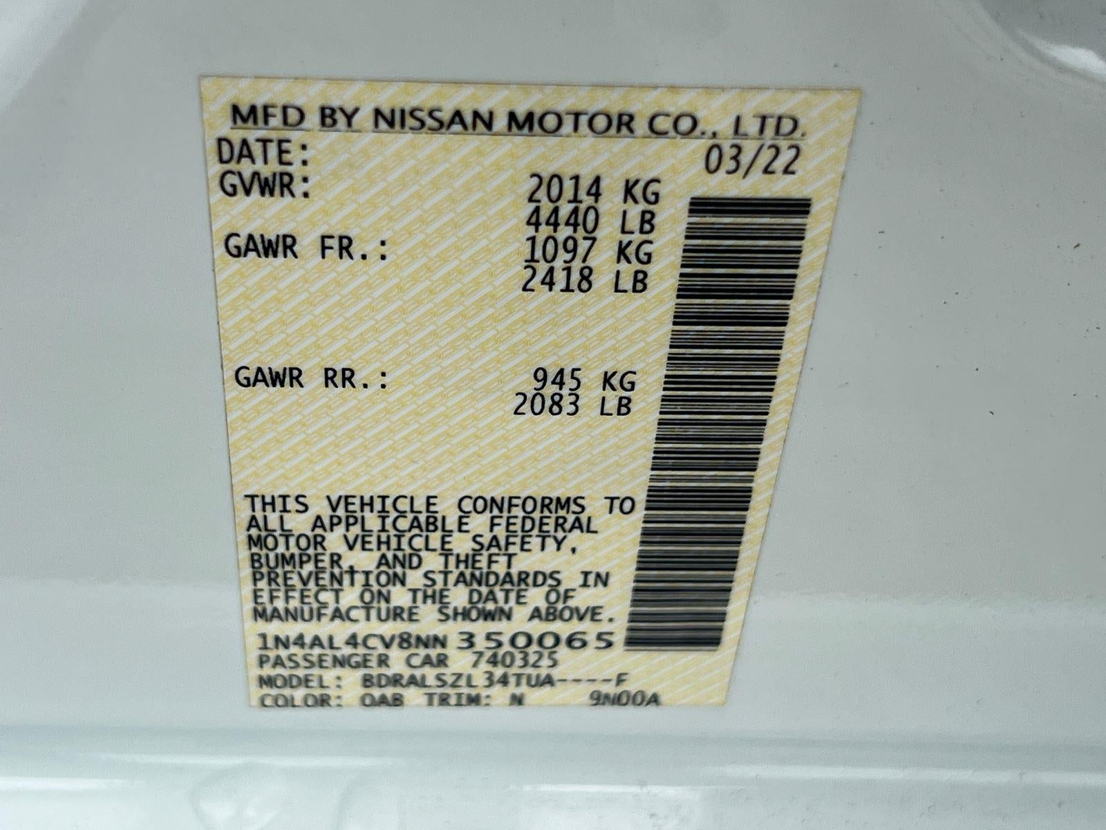 2022 Nissan Altima 2.0 SR