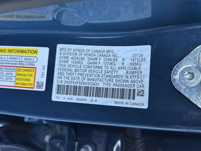 2025 Honda Civic Sedan Hybrid Sport